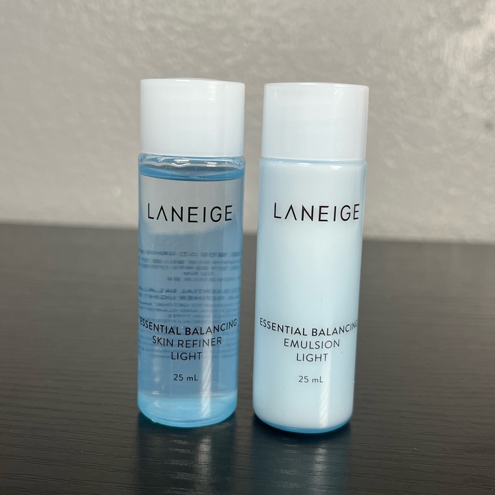 LANEIGE Essential Balancing Skin Refiner and Emulsion - Light Blue and White